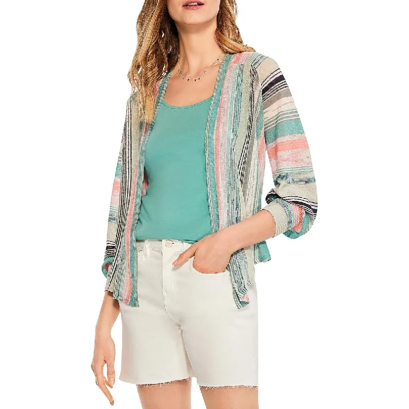 Nic + Zoe Womens Striped Tie Waist Cardigan Sweater