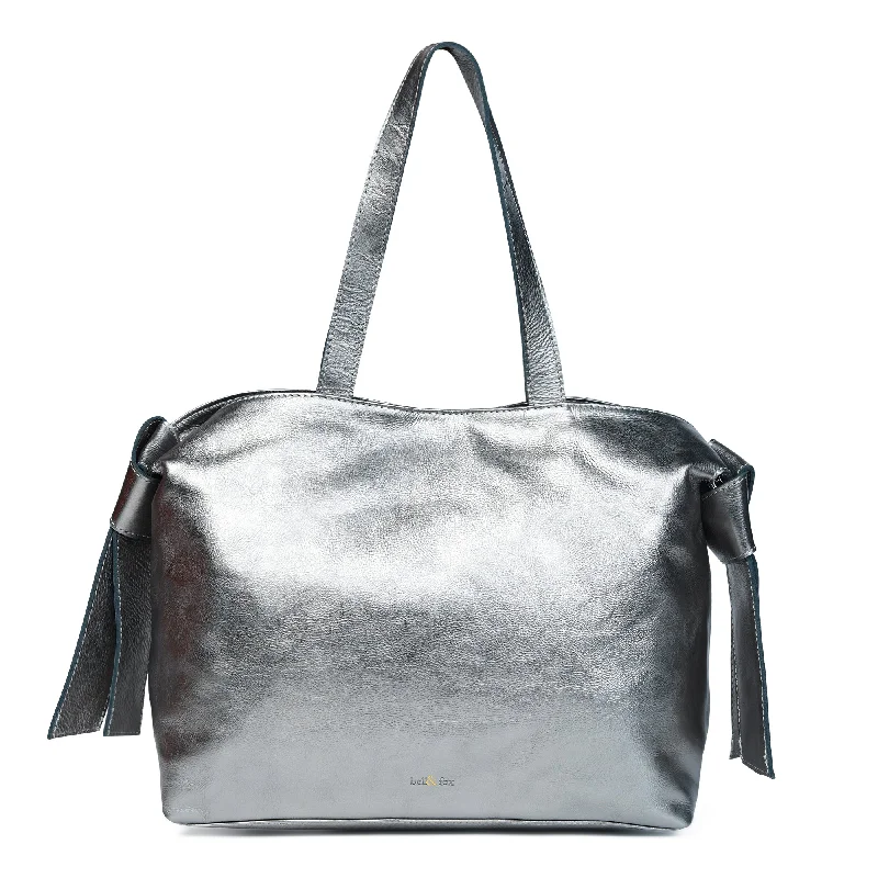 ANIKA Bow Detail Tote in Gunmetal