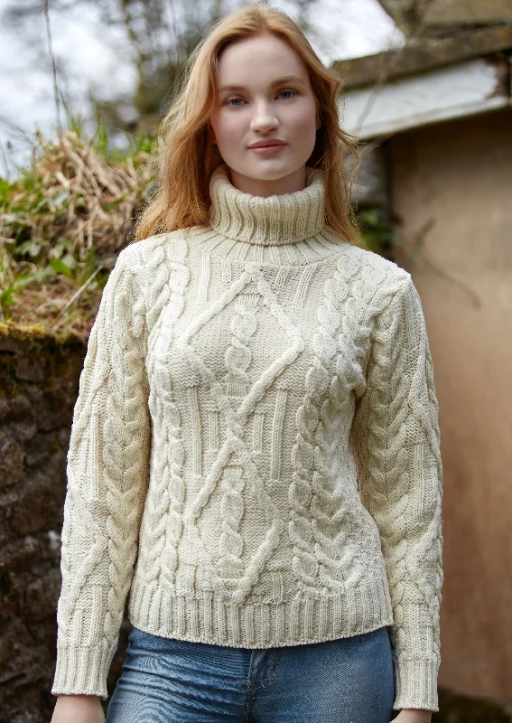 Aran Turtle Neck Sweater | Natural