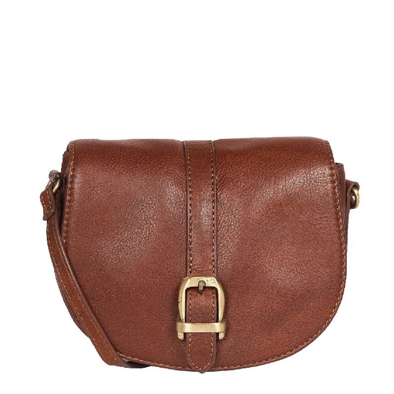 Barbour Laire Leather Saddle Bag Brown