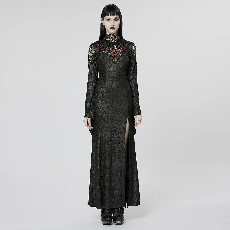 Women's Gothic Spade Embroidered Split Wedding Dress