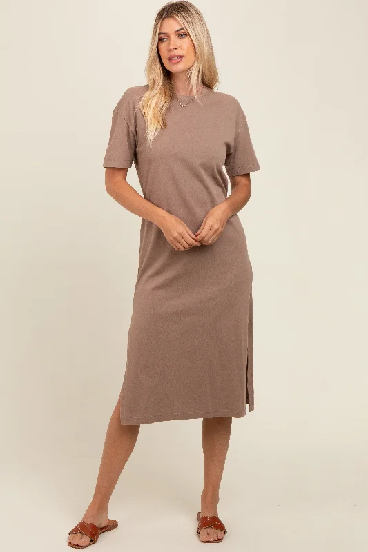 Taupe T-Shirt Midi Dress