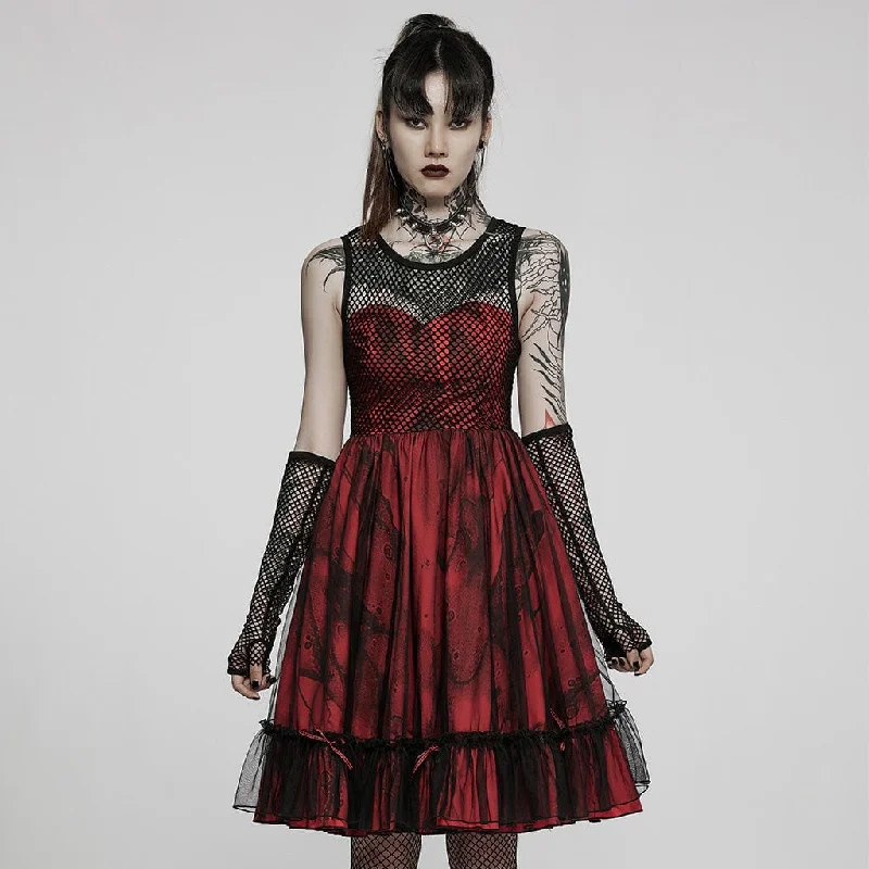 Women's Gothic Lolita Multilayer Mesh Dress with Sleeves