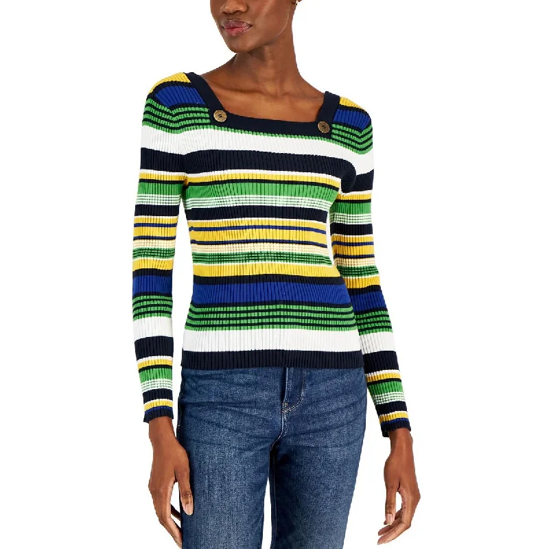 Tommy Hilfiger Womens Cotton Blend Ribbed Pullover Sweater