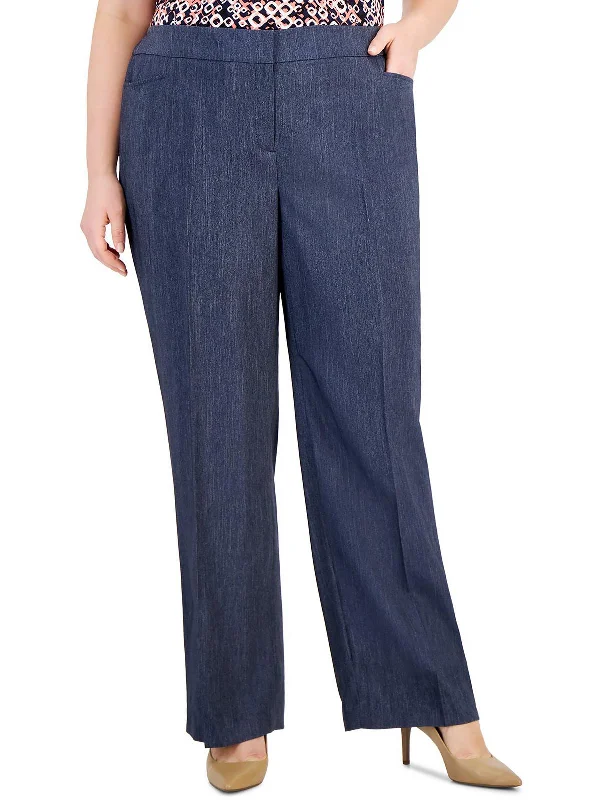 Plus Womens High Rise Work Wear Straight Leg Pants