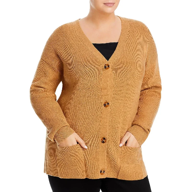 French Connection Womens Tomasa Ribbed V-Neck Cardigan Sweater