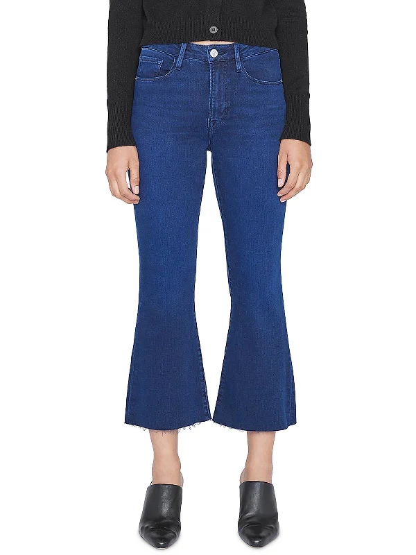 Womens High Rise Flared Cropped Jeans