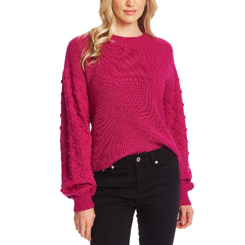 CeCe Womens Ribbed Pom Poms Pullover Sweater