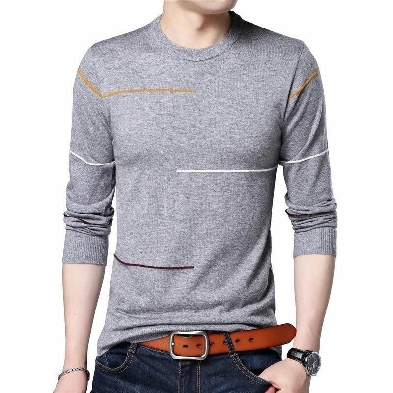 Men's Autumn Winter Knitted Clothing Cashmere Wool Slim Warm Sweater