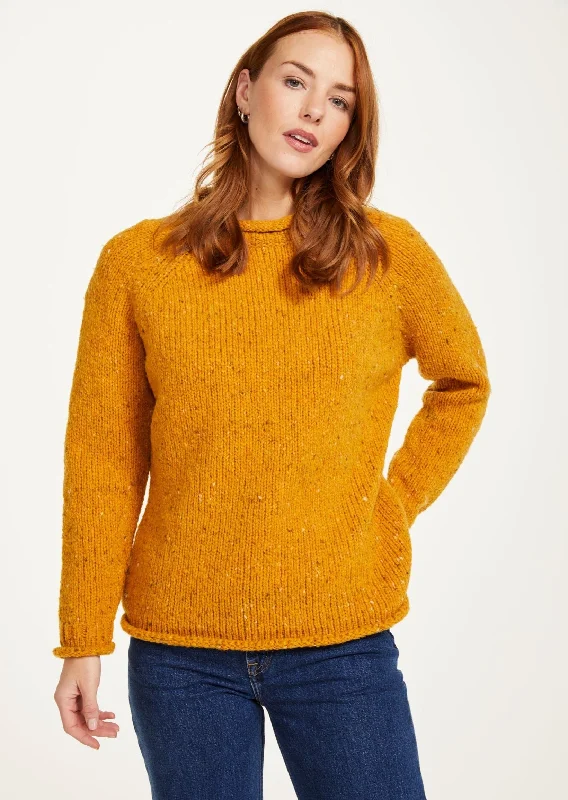 Ladies Donegal Roll Neck Sweater | Sunflower