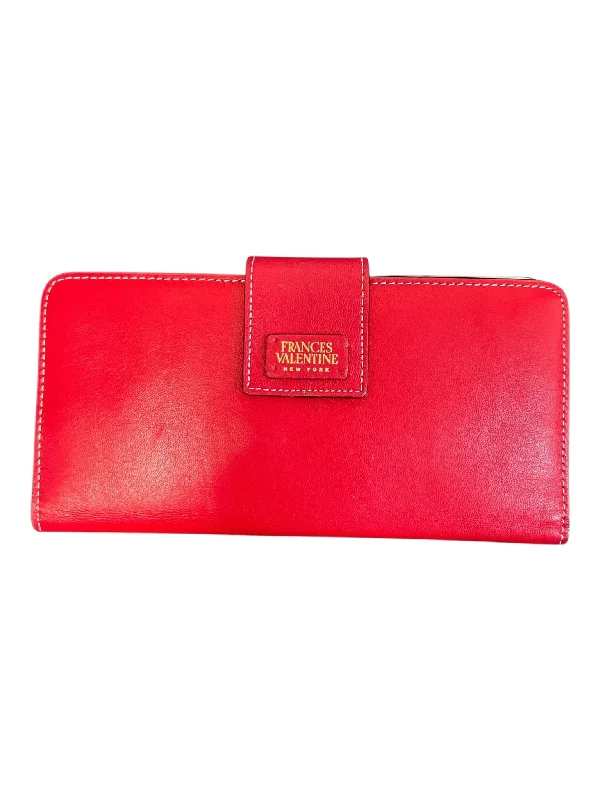 Frances Valentine Red Leather Snap Closure Zip Pocket Gold Hardware Wallets