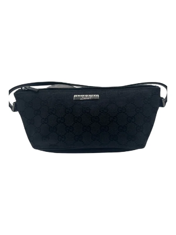 Gucci Black Canvas & Leather Guccisima Shoulder Strap Evening Clutch Bag