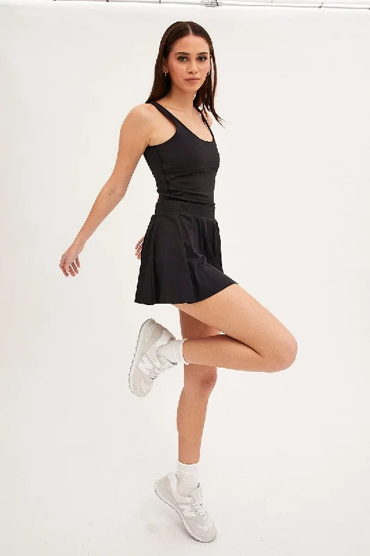 Black Flare Skort Skirt Activewear