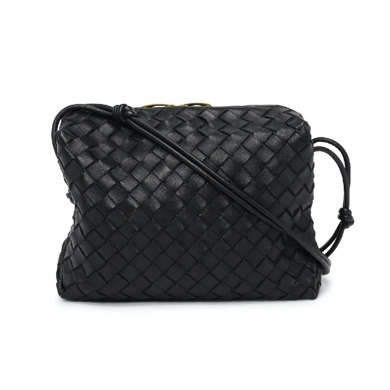 Bottega Veneta Black Intrecciato Medium Loop Camera Bag