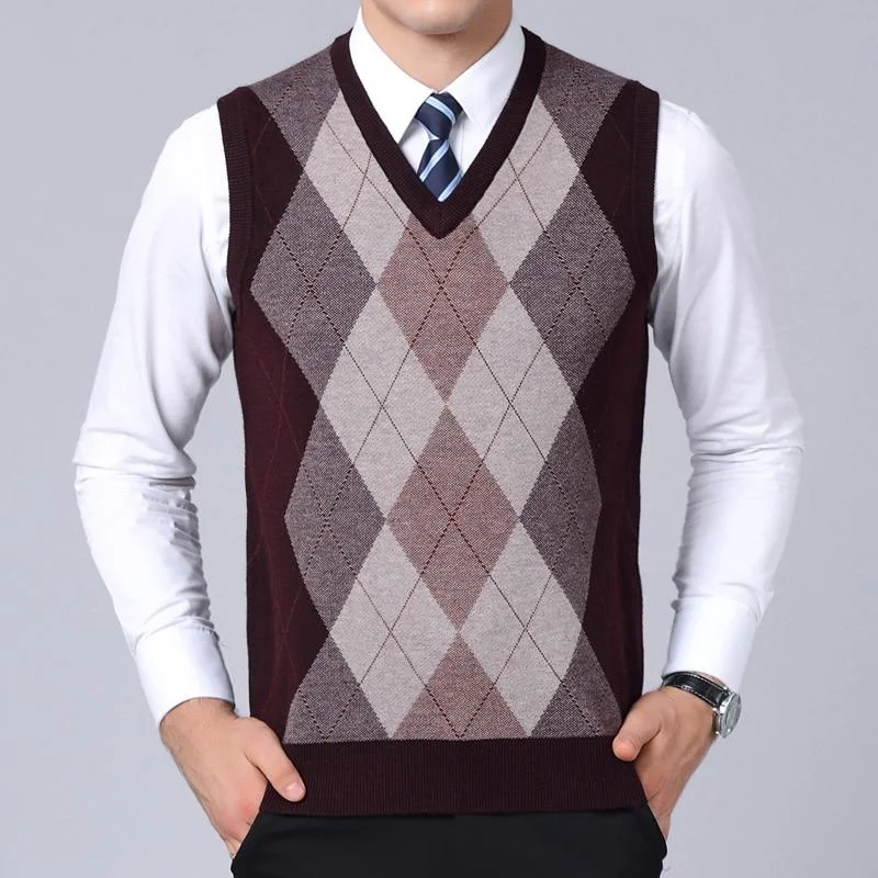 Men's Pullover Slim Fit Knit Sleeveless Fashion Brand Sweaters