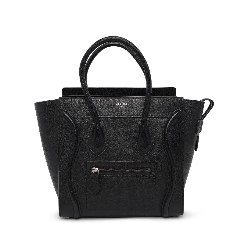 Celine Black Drummed Calfskin Macro Luggage Tote