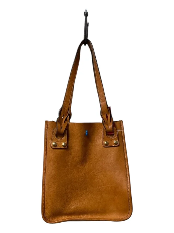 Annabel Ingal light brown Leather Pebbled 2 handles Gold Hardware Bag