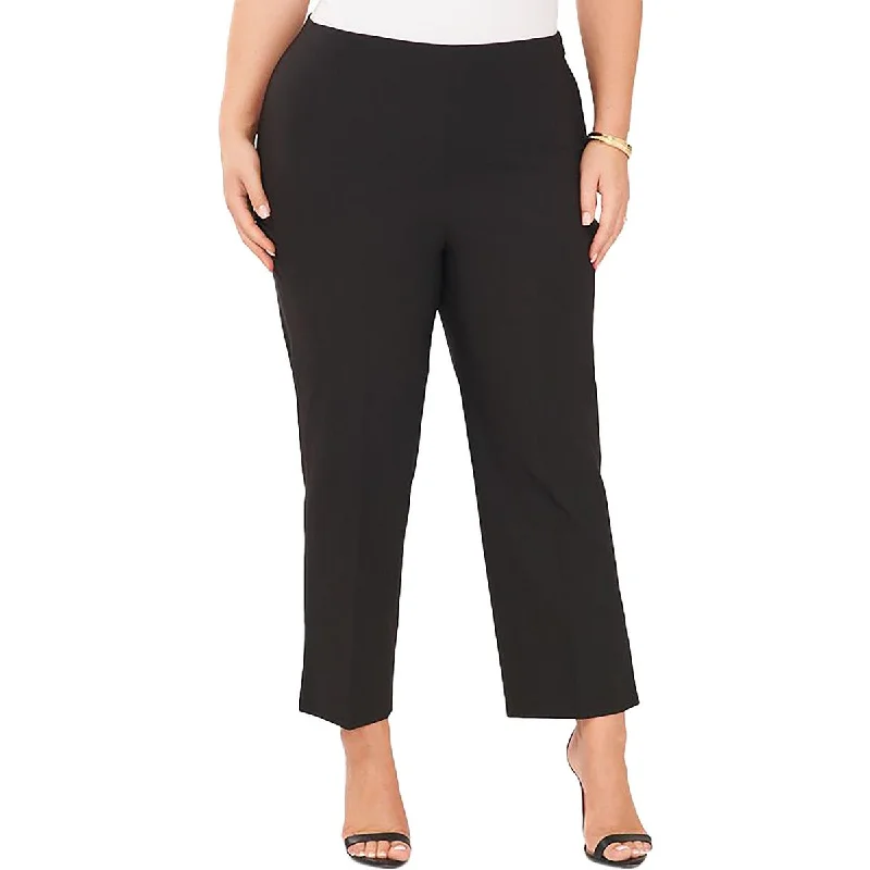 Plus Womens High Rise Cropped Straight Leg Pants