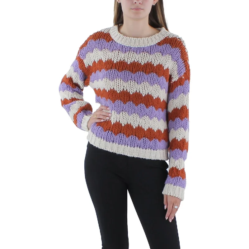 OWN IT. Womens Knit Striped Crewneck Sweater