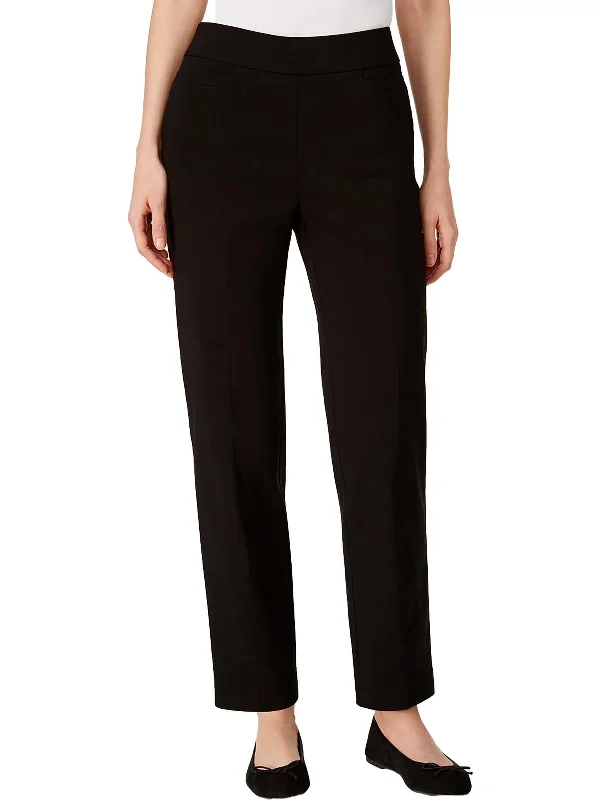 Petites Womens High Rise Slimming Straight Leg Pants