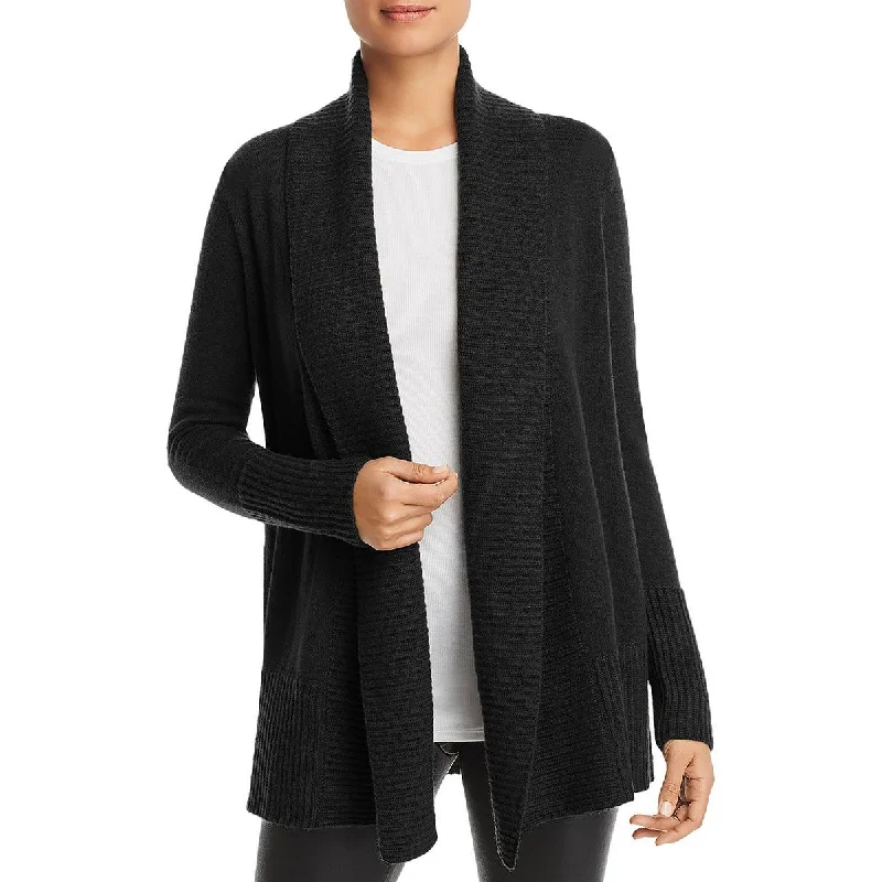 Private Label Womens Cashmere Ribbed Trim Cardigan Sweater