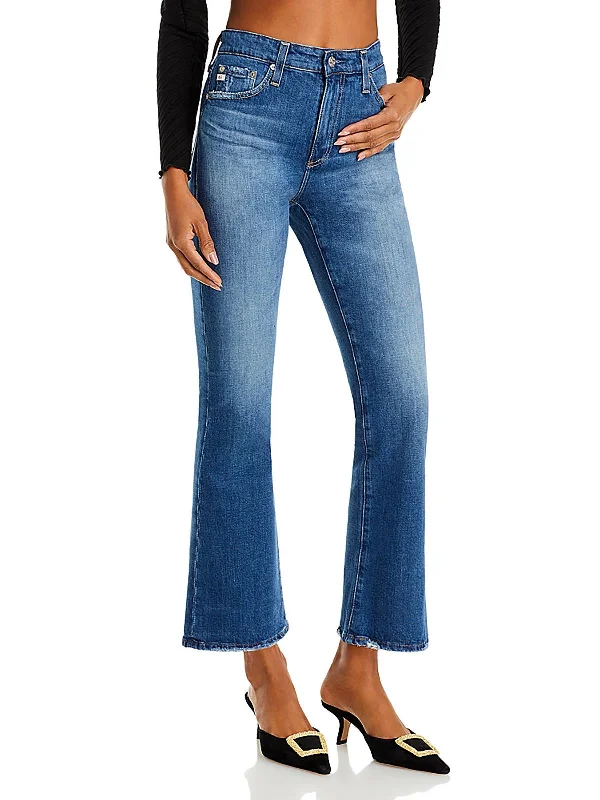 Womens Cropped Denim Bootcut Jeans