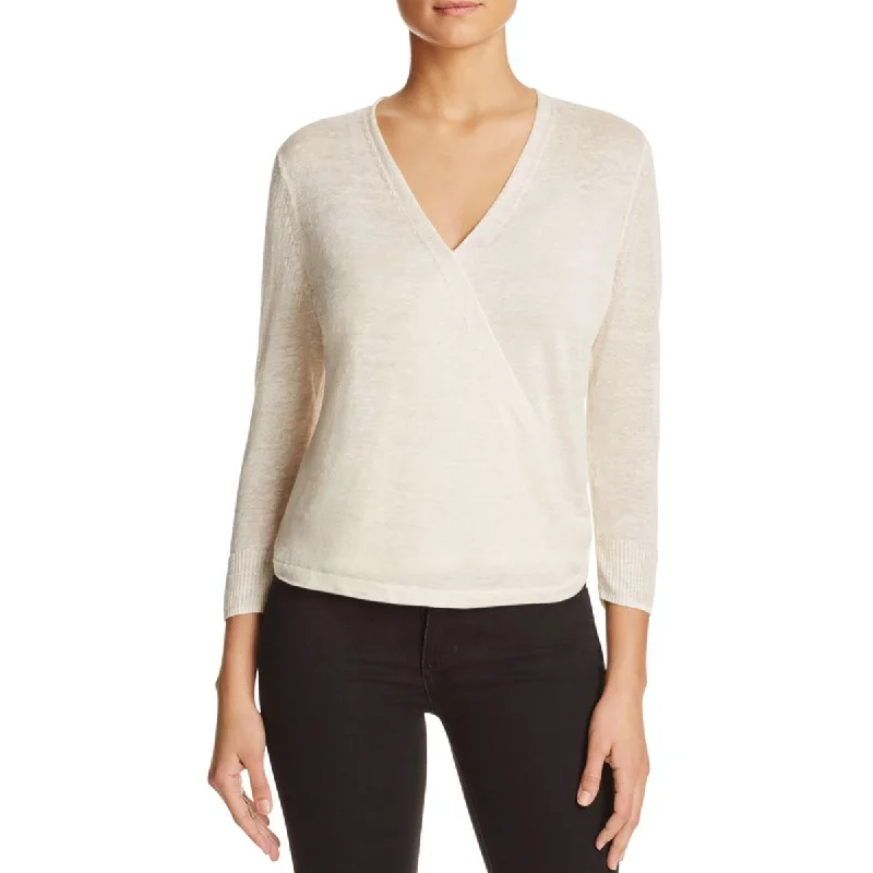 Nic + Zoe Womens Linen Drapey Cardigan Sweater