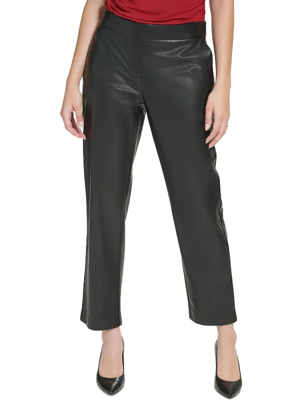 Womens Faux Leather High Rise Leggings