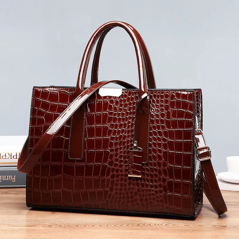 Women Fashion Crocodile Pattern Tote Bag