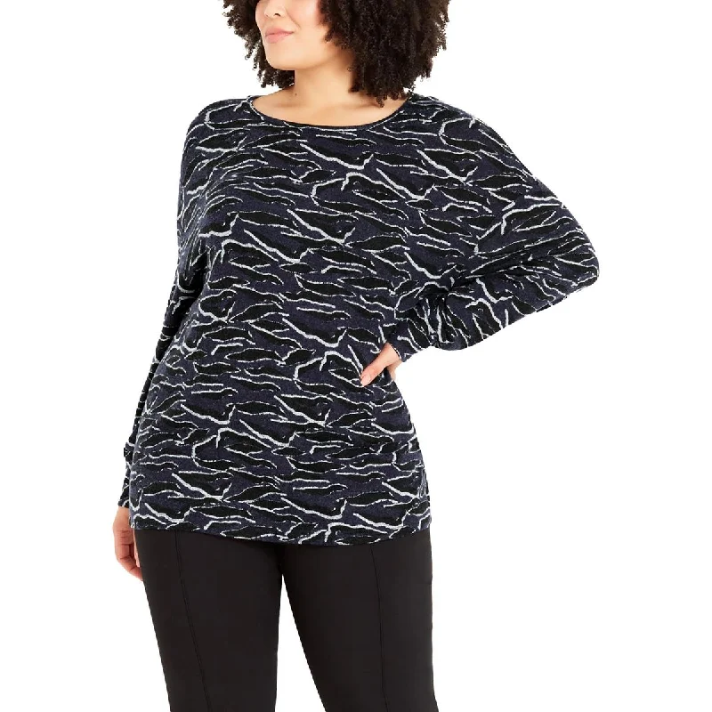 Evans Womens Plus Zebra Print Relaxed Fit Pullover Sweater