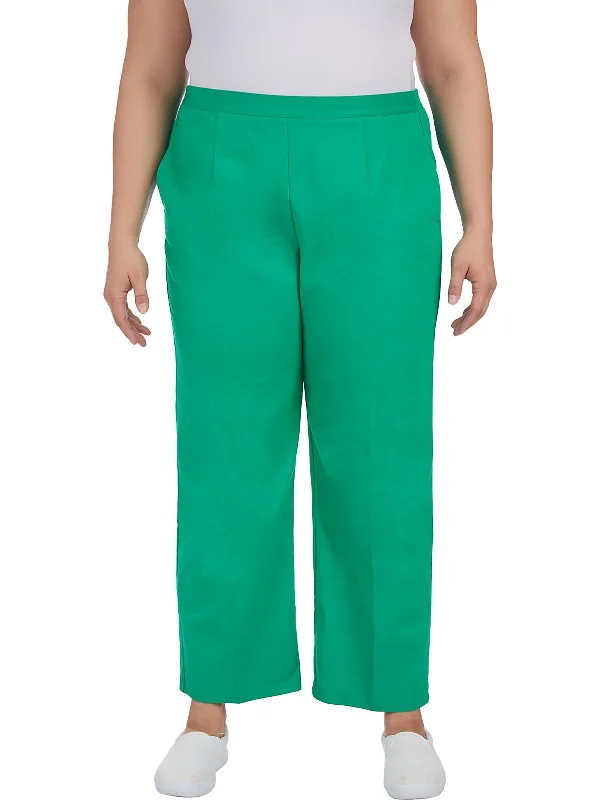 Plus Womens Corduroy Flat Front Casual Pants