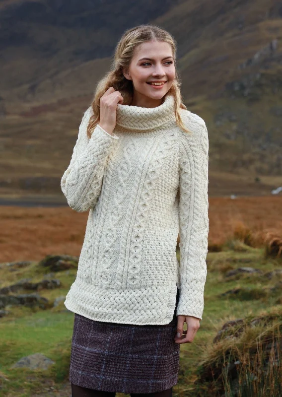 Belcare Ladies Aran Roll Neck Sweater | Natural