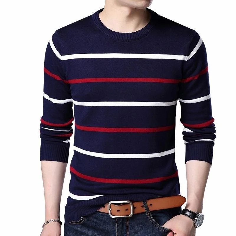 Men's Autumn Winter O-Neck Pullover Cashmere Wool Full Sleeve Sweater