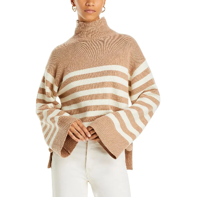 Theory Womens Wool Blend Ribbed Trim Mock Turtleneck Sweater