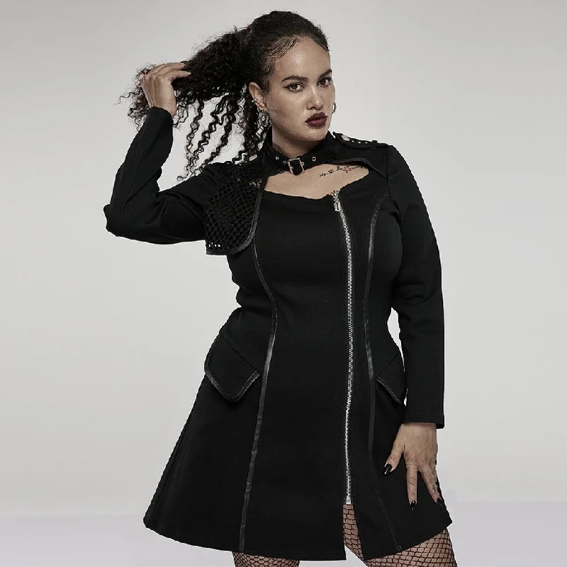 Women's Plus Size Punk Military Style Side Zip Long Sleeved Dress