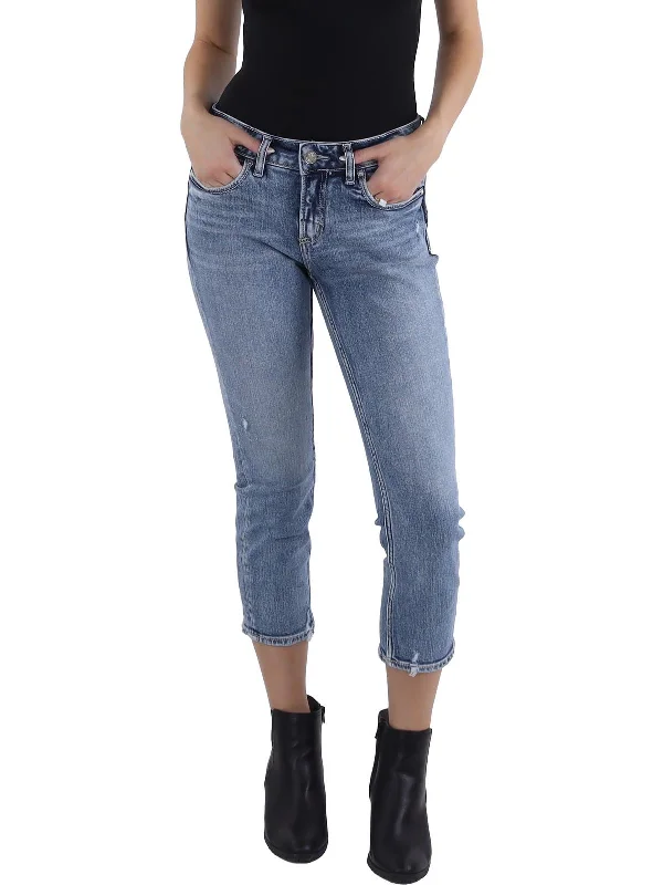 Womens Cropped Released Hem Capri Jeans