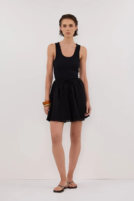 SIA BLACK DRAWSTRING MINI SKIRT