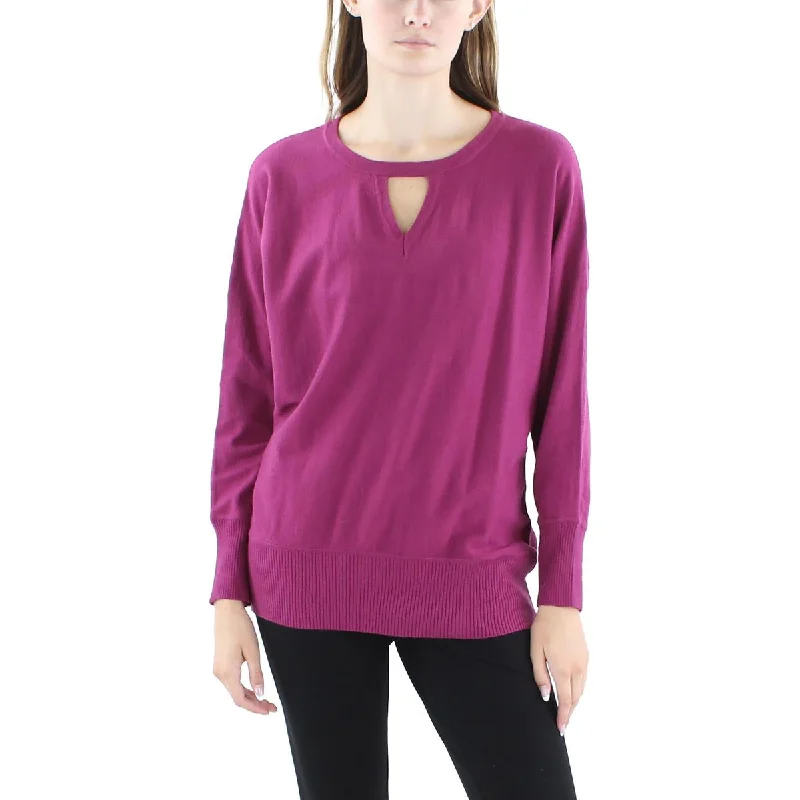 Joseph A. Womens Ribbed Trim Cut-Out Pullover Sweater