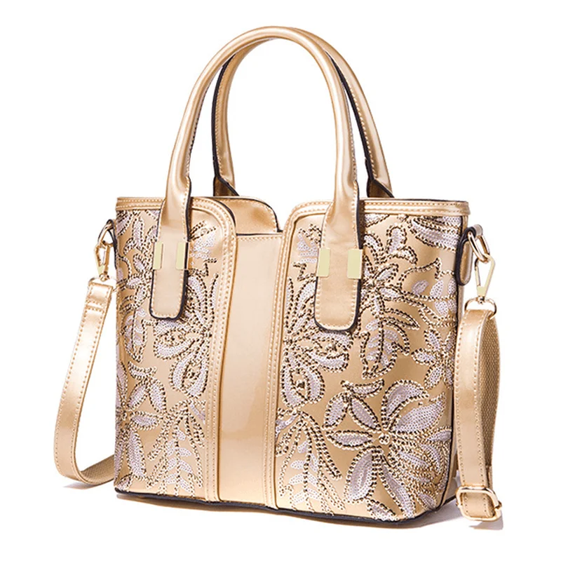 Women Sequin Patent Leather Handbag