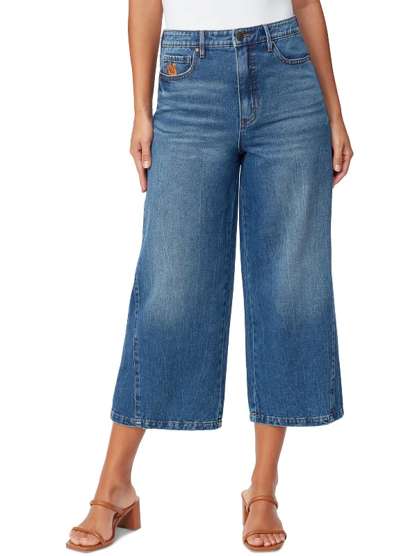 Rori Womens Denim Wide Leg Cropped Jeans