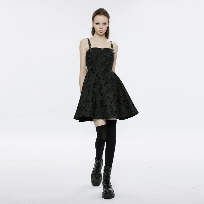 Women's Gothic Double Color Jacquard Split Dress